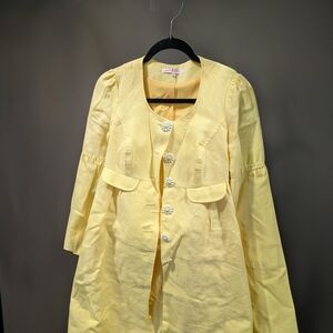 Betsey Johnson Yellow Jacket with Floral Buttons